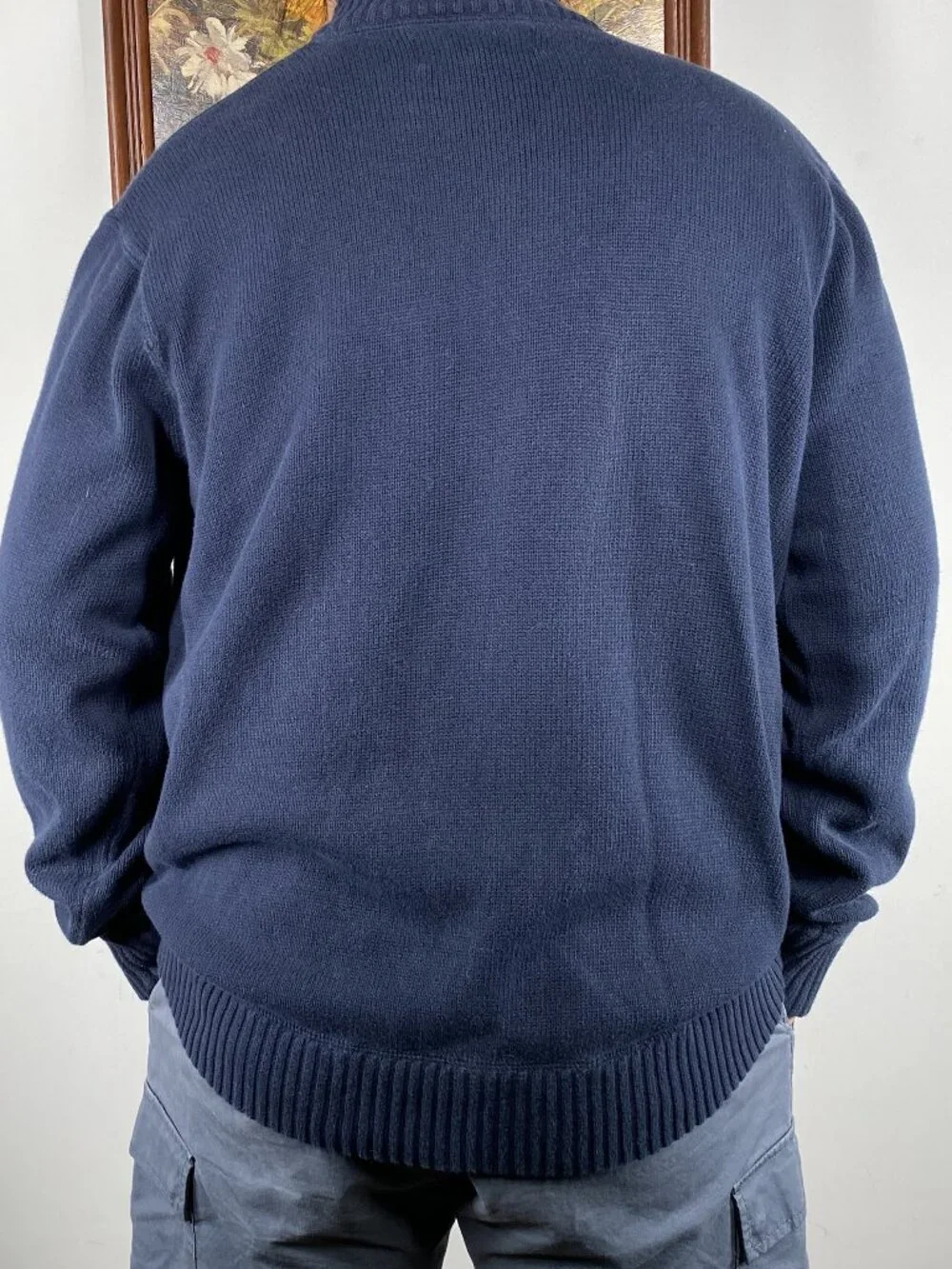 Eddie Bauer 1/4 Zip Ribbed Knit Sweater Top Men's XL Blue Casual - Picture 3 of 13